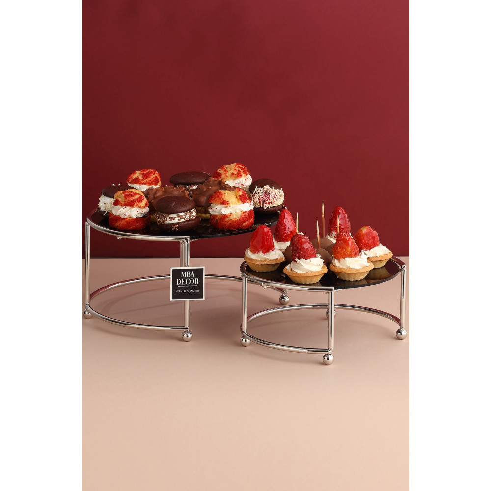 mba decor metal bending art Yuvarlak Ikili Gümüş Siyah Kahve Yanı Sunumluk Hediyelik Dekorasyon Ikramlık Organizer Mdf Ahşap 26 Tepsiler / Fırın Kapları Fiyatı