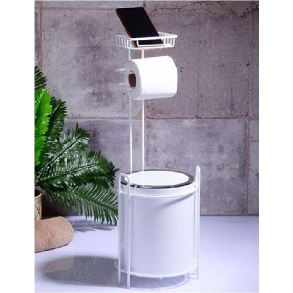 Mbb E-Ticaret Metalife AB-755-B Yedekli Wc Kağıtlık ve Çöp Kovası Krom-Beyaz 21X21X63 cm Royaleks-AB-755B - Beyaz Çöp Kovaları Fiyatı