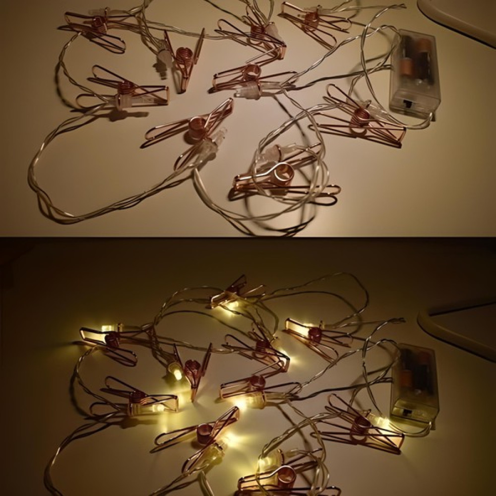 MBB Ticaret Bakır Renkli LED Işıklı Fotoğraf Asma Işık Süsleme Mandalları Led Aydınlatmalar Fiyatı