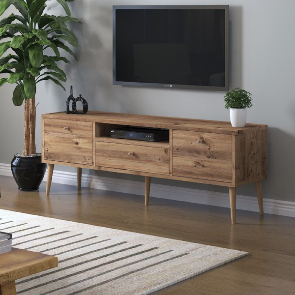 Mbes Mobilya Beyza Ahşap Ayaklı 140 cm Atlantik Çam Tv Sehbası Tv Ünitesi / Sehpası Fiyatı