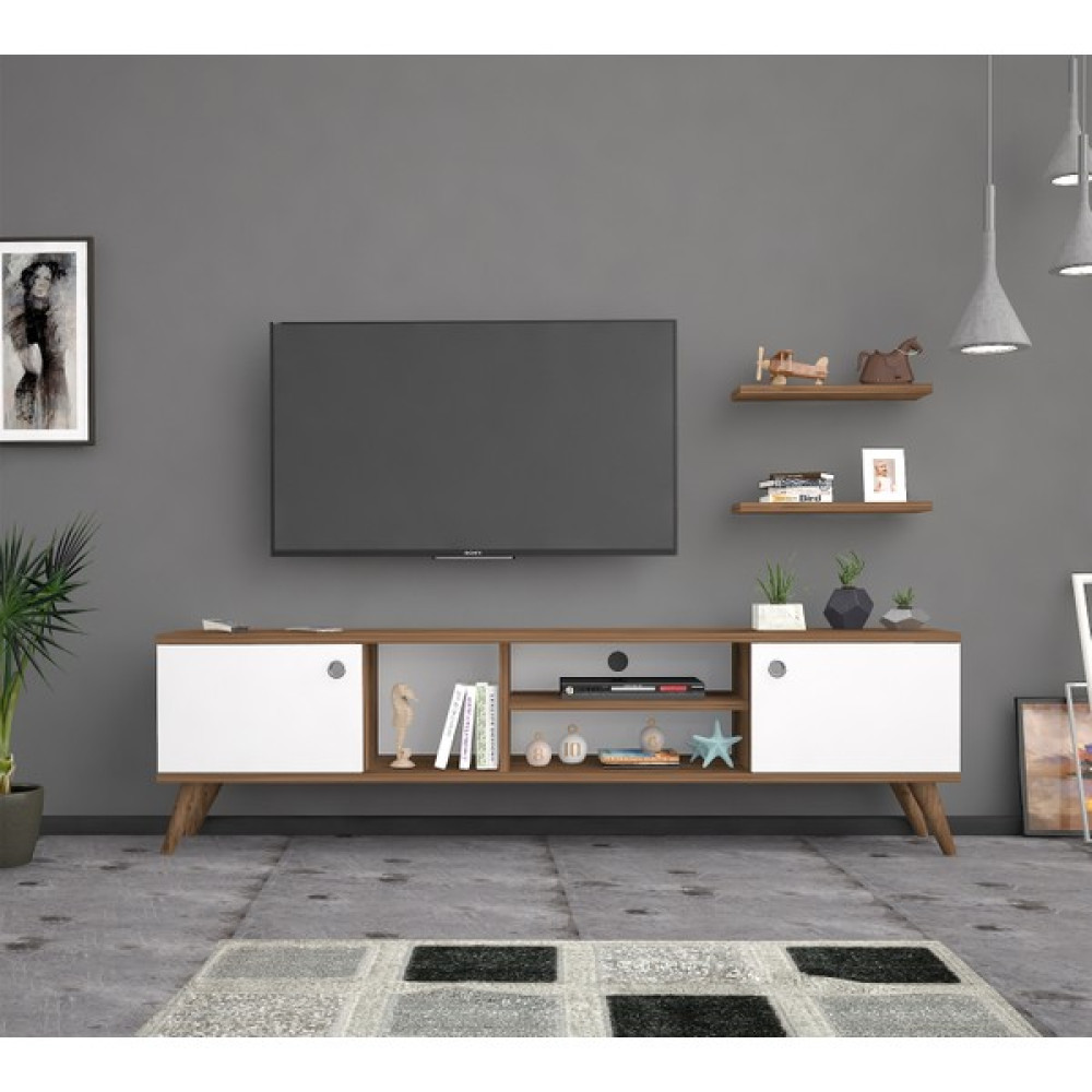 Mbes Mobilya Esin Haliç -BEYAZ160 cm Tv Ünitesi - Ceviz - Beyaz Tv Ünitesi / Sehpası Fiyatı