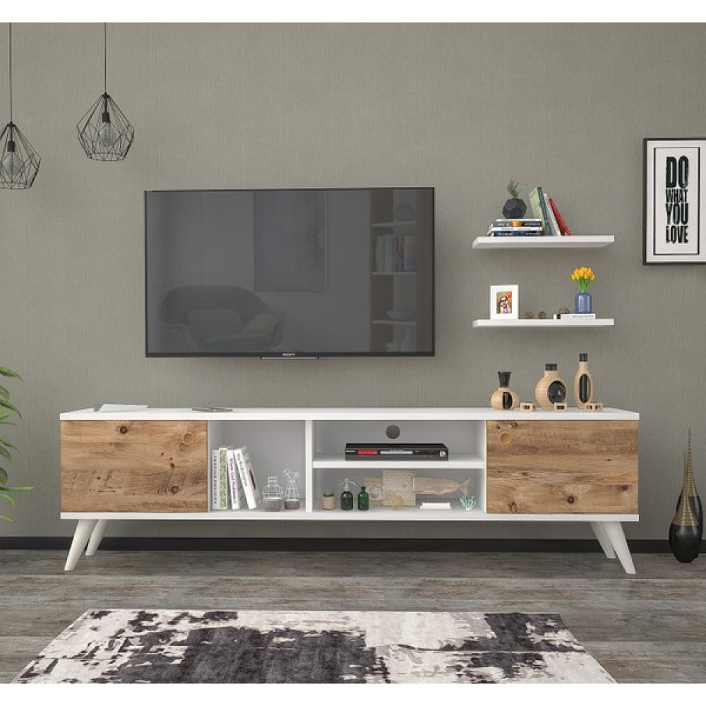 Mbes Mobiya Esin BeyazAtlantik 160 cm Tv Ünitesi - Beyaz - Meşe Tv Ünitesi / Sehpası Fiyatı