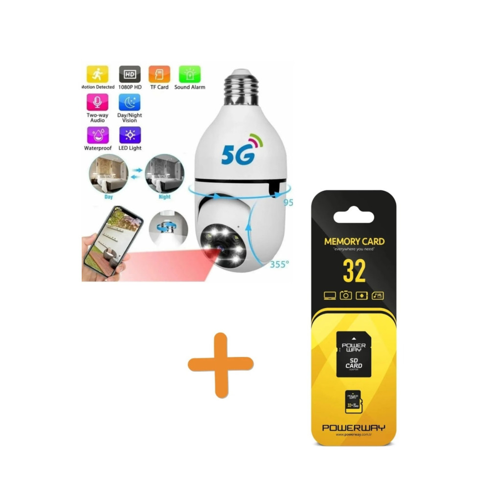 Mbois Wifi 360 Panoramik Ampul Kamera Güvenlik Kamerası Çift Wifi 360 Derece Gece Görüşlü Güvenlik Kameraları Fiyatı