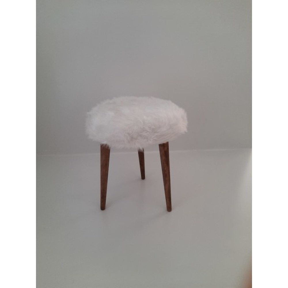 Mc Mobilya Sahra Puf Silindir Daire Peluş Puf Tabure - 35 x 35 cm - Beyaz Puf Fiyatı