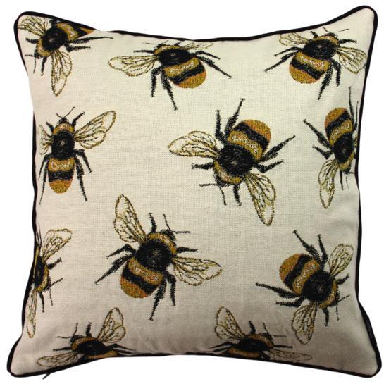 McAlister Textiles Arılar Arı Desenli Biyeli Dokuma Kumaş Dekorarif Sarı Siyah 43x43 cm Yastık Kılıfı