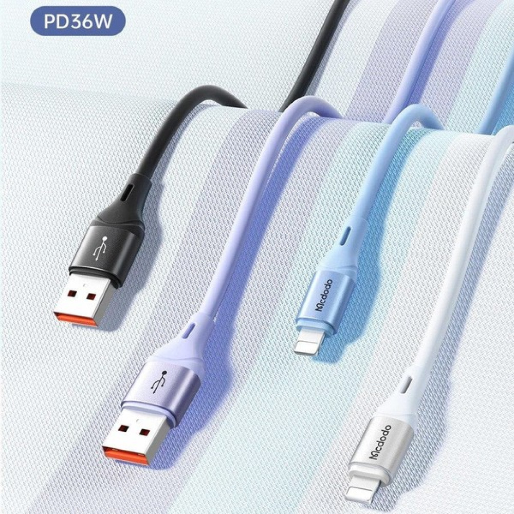 Mcdodo CA-1833 36W USB Iphone Hızlı Data-Şarj Kablo 1.2m-Mor - Siyah Cep Telefonu Kablosu Fiyatı