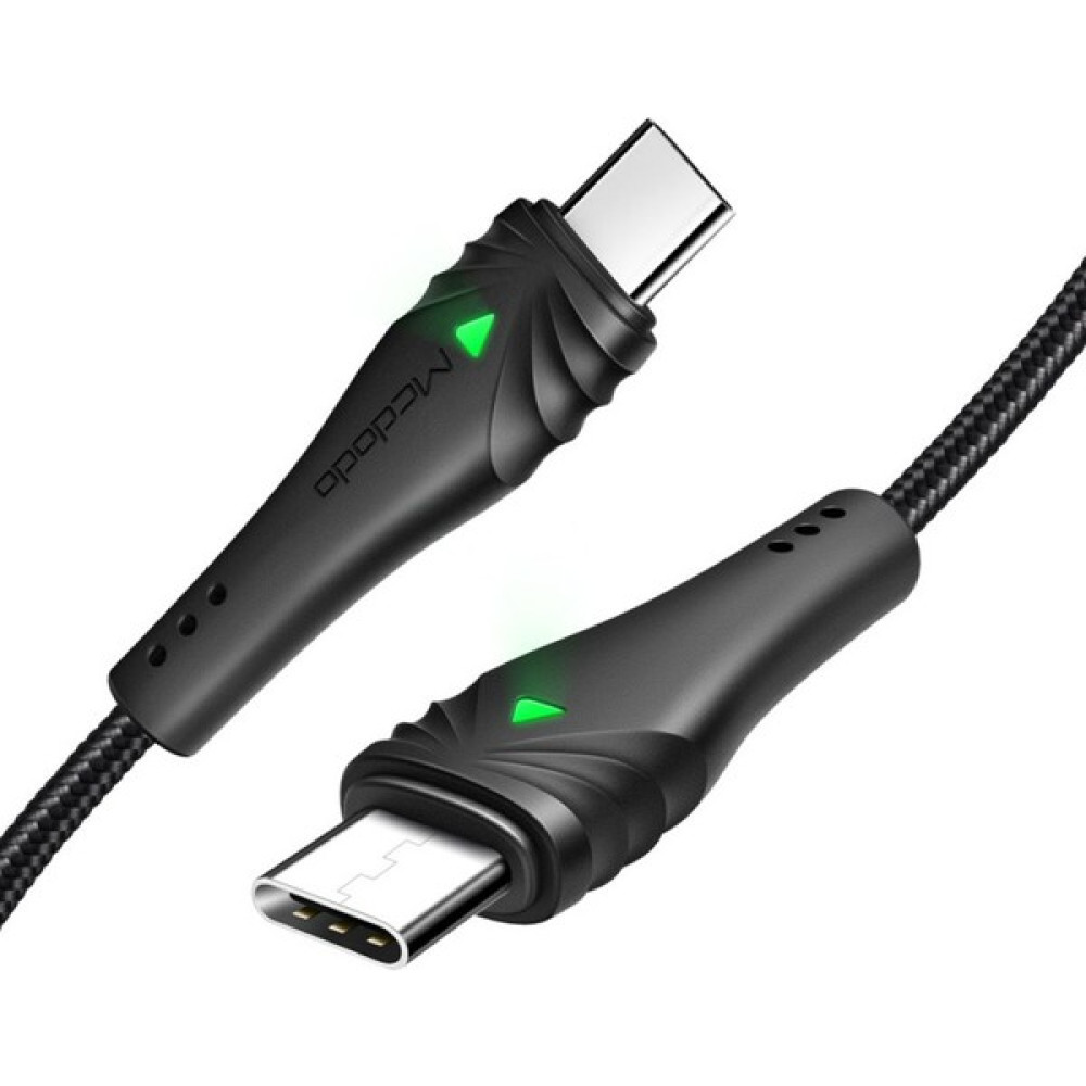 Mcdodo CA-6661 Type-C To Type-C Pd Qc4.0 LED Işıklı Örgü Kablo 2m 3A Siyah Cep Telefonu Şarj Cihazı Fiyatı