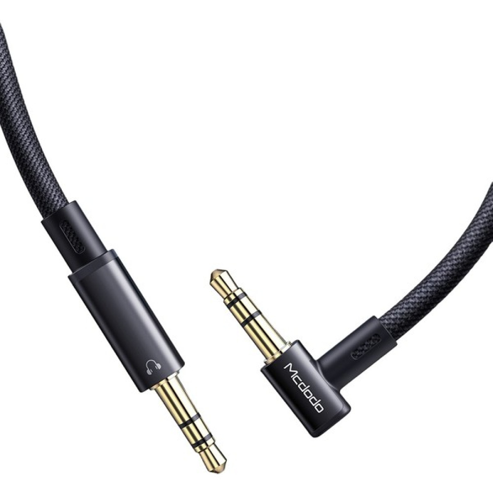 Mcdodo CA-7590 3.5mm Açılı Aux Ses Kablosu 1.2m - Siyah Cep Telefonu Kablosu Fiyatı