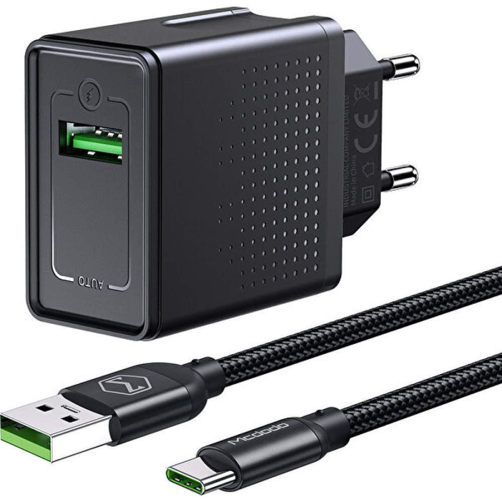 Mcdodo CH-5800 22.5W 1xUsb Vooc Qc Şarj Adaptörü+Type-C Kablolu 5a 1.2M-Siyah Cep Telefonu Şarj Cihazı Fiyatı