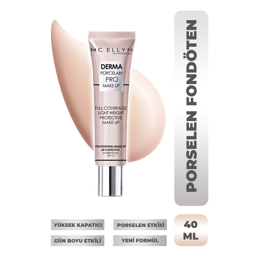 Mcellyn Saten Görünüm Porselen Fondöten Waterproof - 02 Beyaz Ten Fondötenler Fiyatı