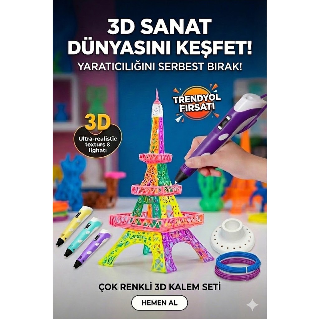 Mcg 3D Kalem Seti (Mor ) Dijital Göstergeli + 3 Renk Filament Hediyeli Eğitici Yazıcı Abs/pla Uyumlu Kalem & Yazı Gereçleri Fiyatı