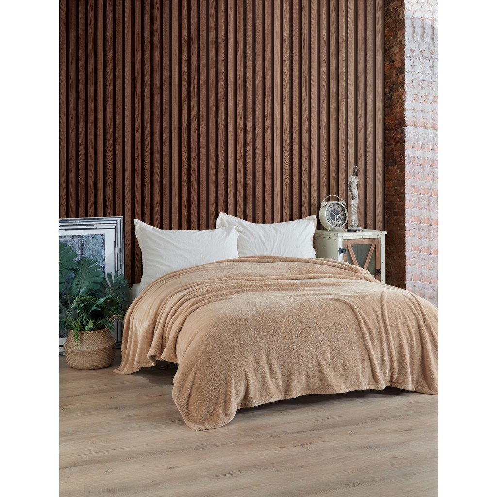 MCN Tekstil Peluş Welsoft Battaniye - Yatak ve Koltuk Örtüsü - 200 x 225 cm - Bej Diğer Fiyatı