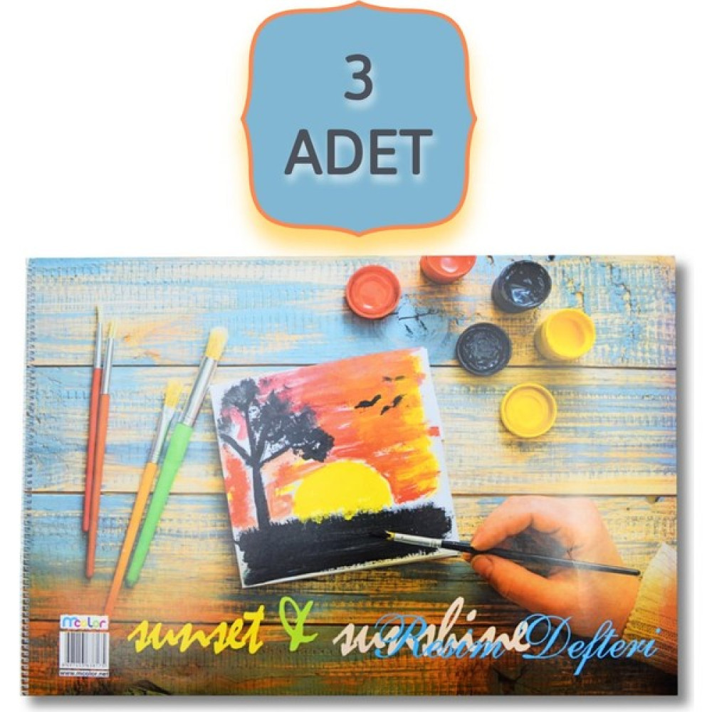 Mcolor 35 x 50 cm 15 Yaprak Karton Kapak Spiralli Resim Defteri 3 Adet Resim Defteri Fiyatı