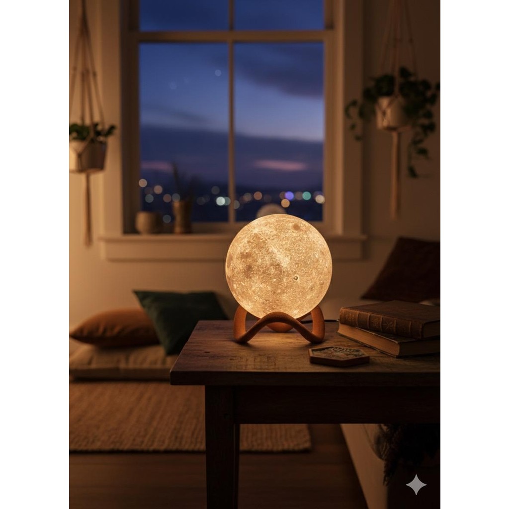 Mcy Dekor Ay Lambası (Moon Lamp) - Dekoratif Masa ve Gece Lambası - Ahşap - Beyaz Diğer Fiyatı
