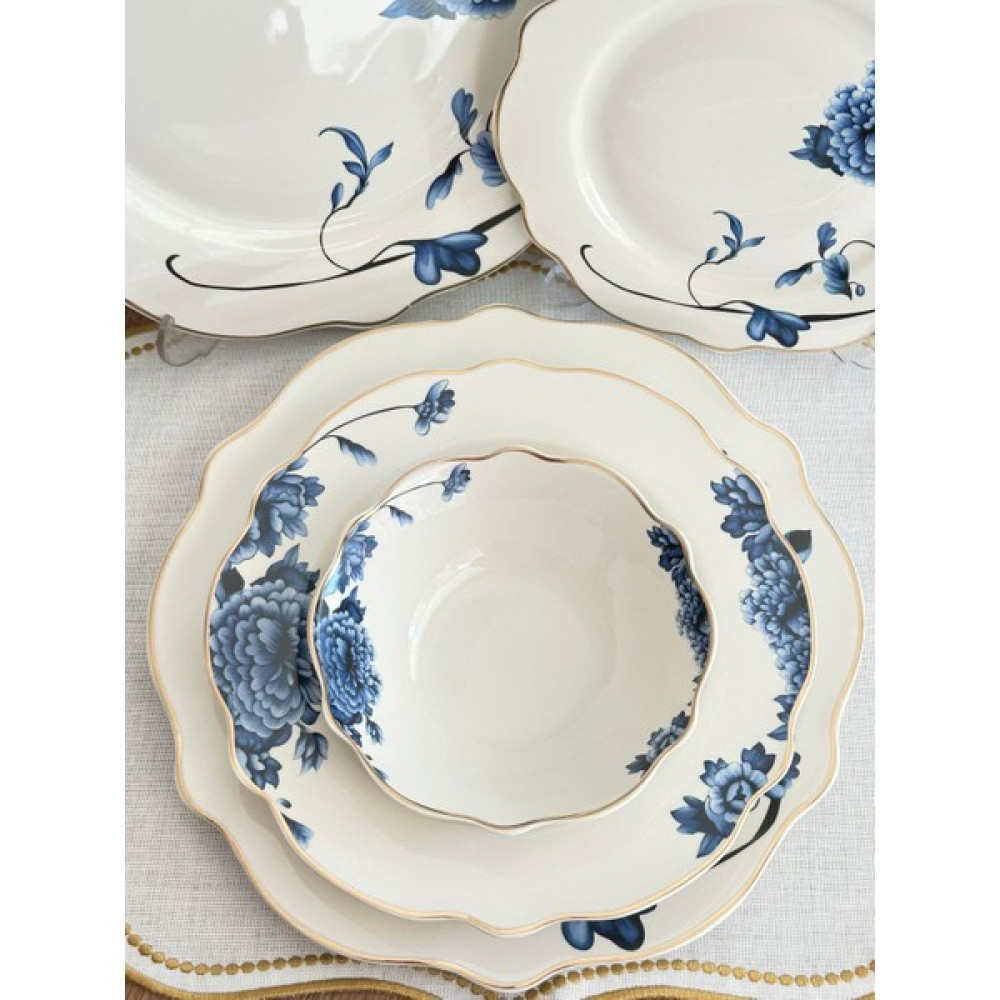 MD Mimoza Dekor 24 Parça 6 Kişilik Blue Blanche Yemek Takımı Yemek Takımı Fiyatı