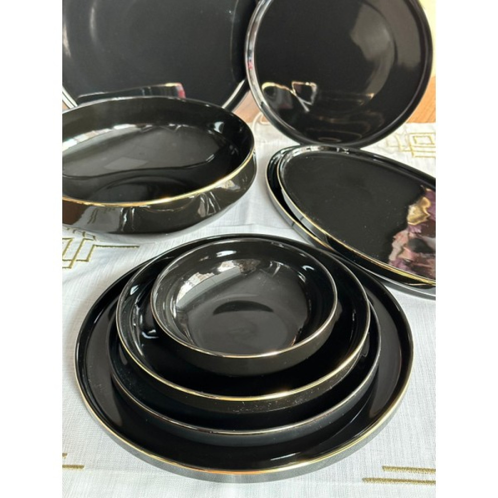 MD Mimoza Dekor 27 Parça 6 Kişilik Siyah Modern Yemek Takımı Yemek Takımı Fiyatı