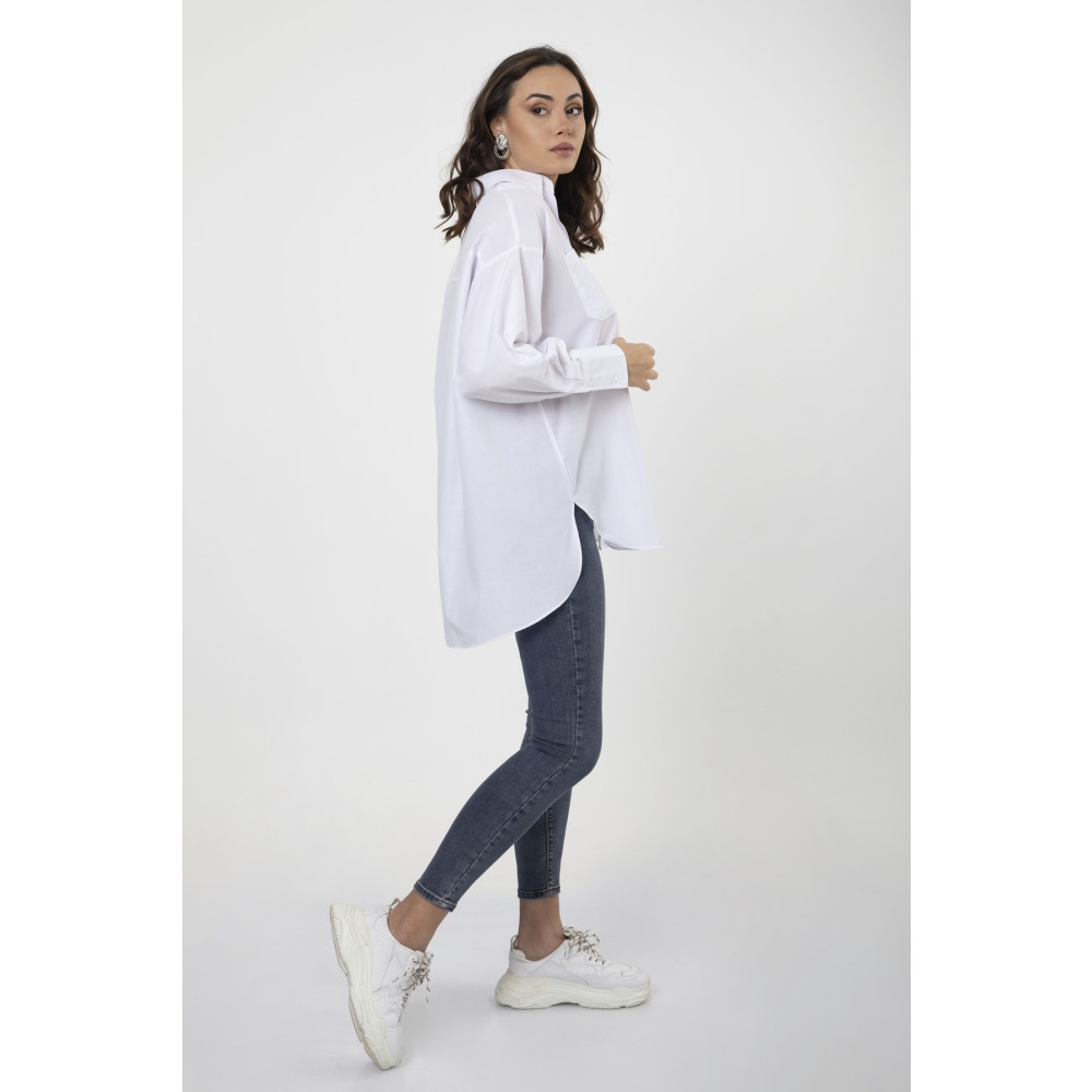 MD trend Kadın Cepli Balon Kollu Oversize Basic Gömlek XXL Beden Kadın Gömlek Fiyatı
