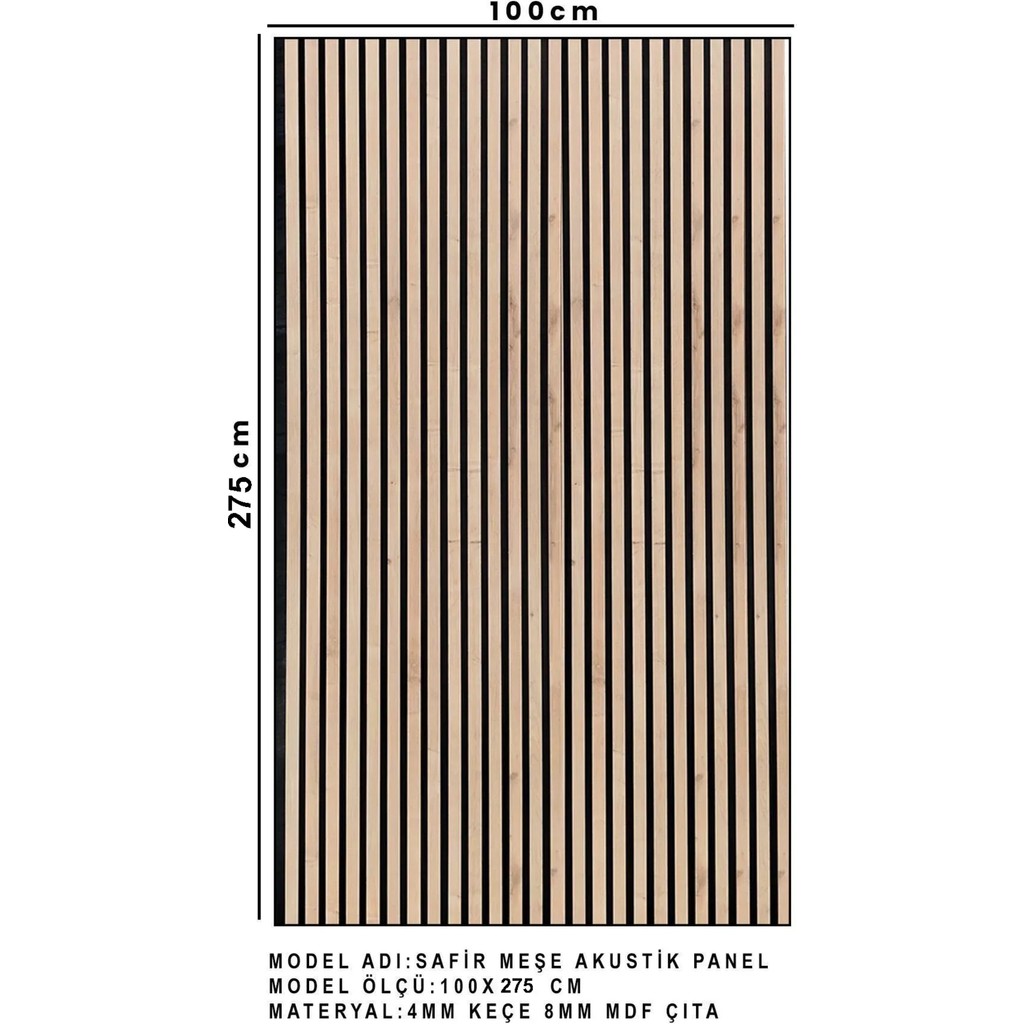 Mdf Ahşap Akustik Duvar Paneli - 100 x 275 cm - Safir Meşe Diğer Fiyatı