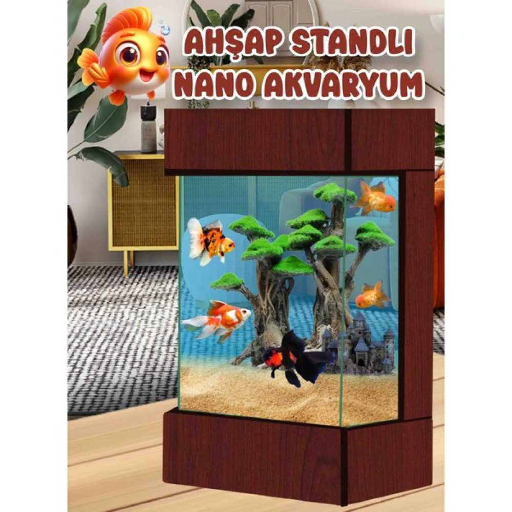 Mdizmir Ahşap Dik Nano Akvaryum Masaüstü Akvaryum Mdizmir Petshop Evcil Hayvan Ürünleri Fiyatı