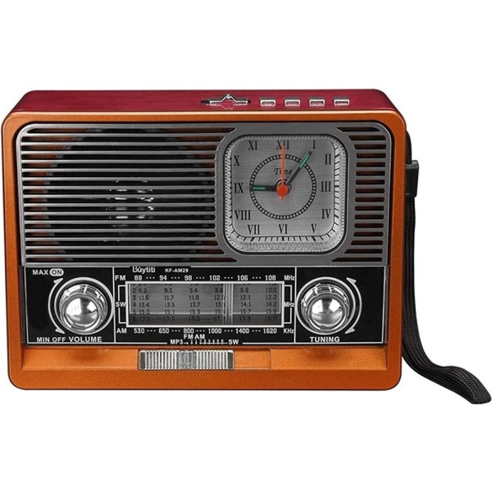 Mdr MDR-105BT Ahşap Usb- Tf Destekli Bluetooth Fm-Am-Sw 8 Band Klasik Radyo - Kahverengi Alarmlı Saatler & Radyolar Fiyatı