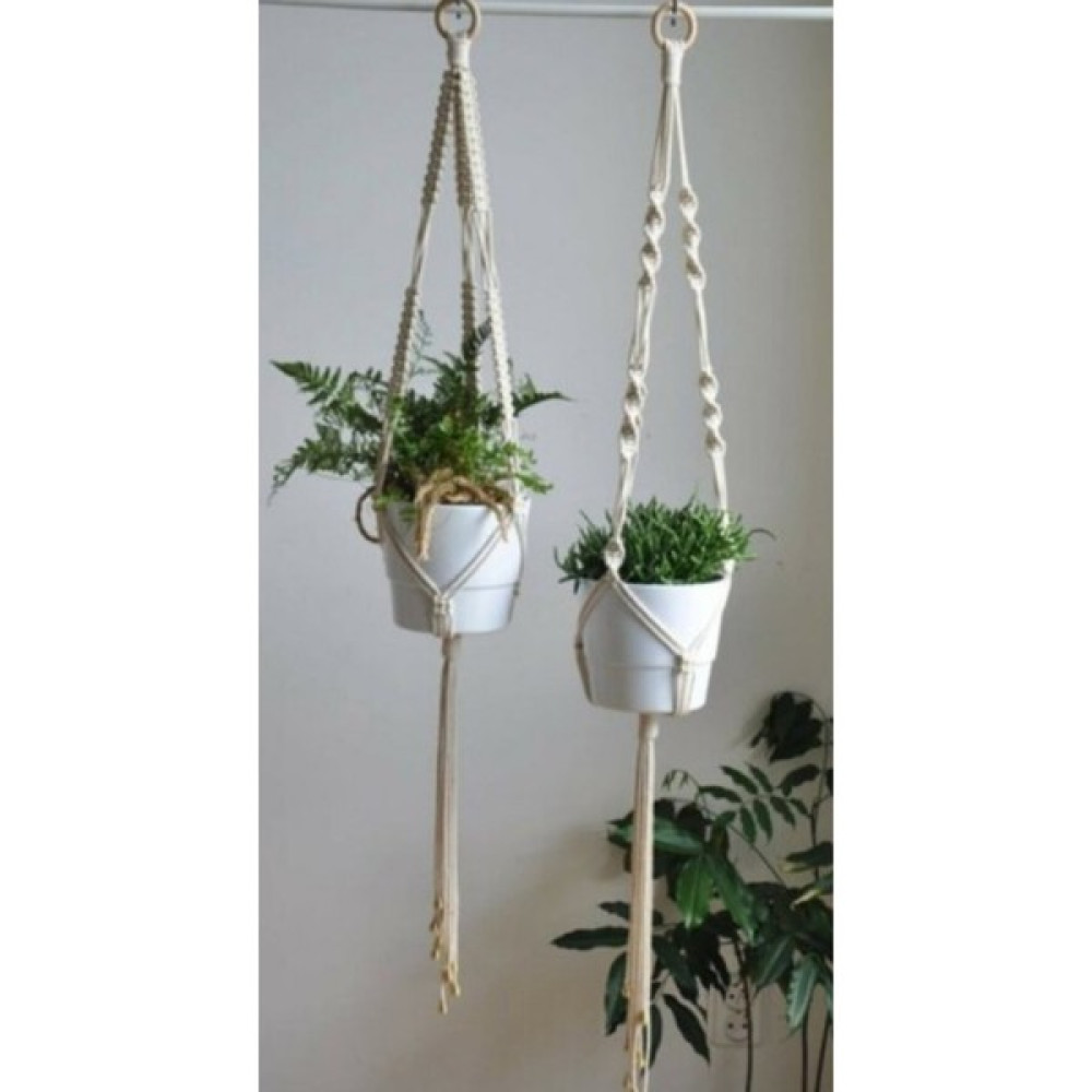ME TERRA 2li Set Garden Deluxe Makrome Saksılık Deluxe Saksılık 2liset Saksılık - Krem Saksı ve Aksesuarları Fiyatı