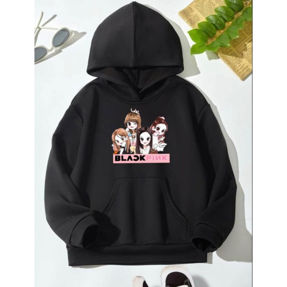 Me You Kids Siyah Blackpink Hayvanlı Hoodie Kız Çocuk Sweatshirt Fiyatı