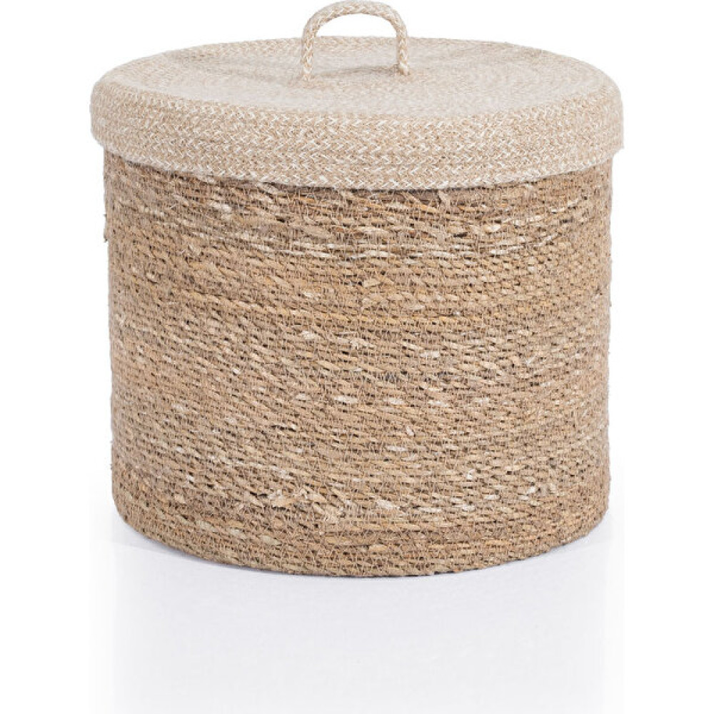 Meander Su Sümbülü Dekoratif Natural Bej Kapaklı Sepet 32x27 5054 - 32 x 27 cm Sepet Fiyatı