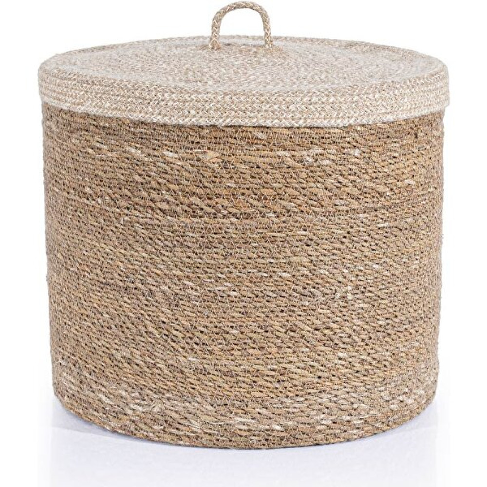 Meander Su Sümbülü Dekoratif Natural Bej Kapaklı Sepet 37x32 5053 - 37 x 32 cm Sepet Fiyatı