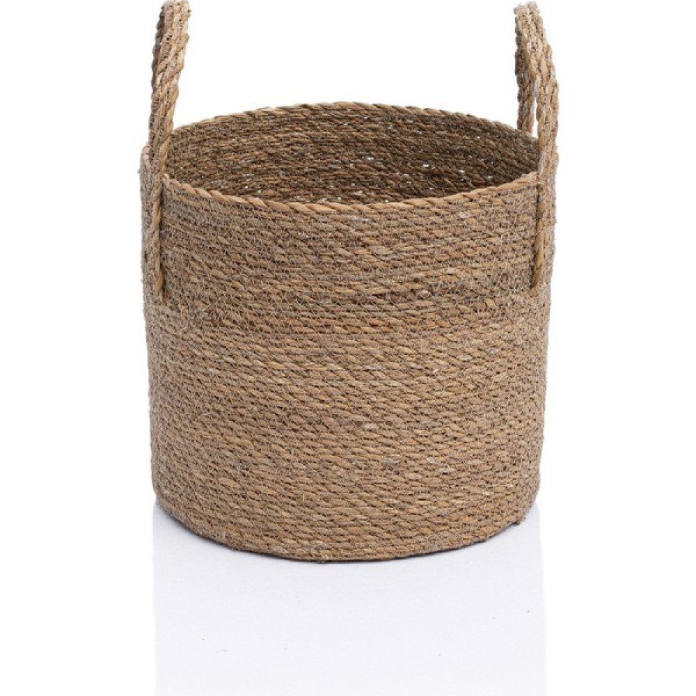 Meander Su Sümbülü Dekoratif Natural Bej Kulplu Sepet 25x25 5052 - 25 x 25 cm Sepet Fiyatı