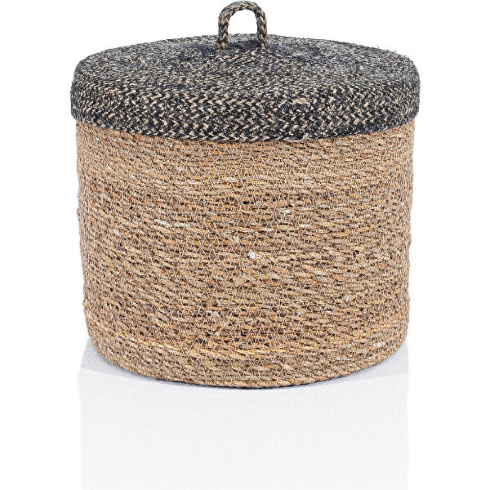 Meander Su Sümbülü Dekoratif Natural Siyah Kapaklı Sepet 27x22 5058 - 27 x 22 cm Sepet Fiyatı