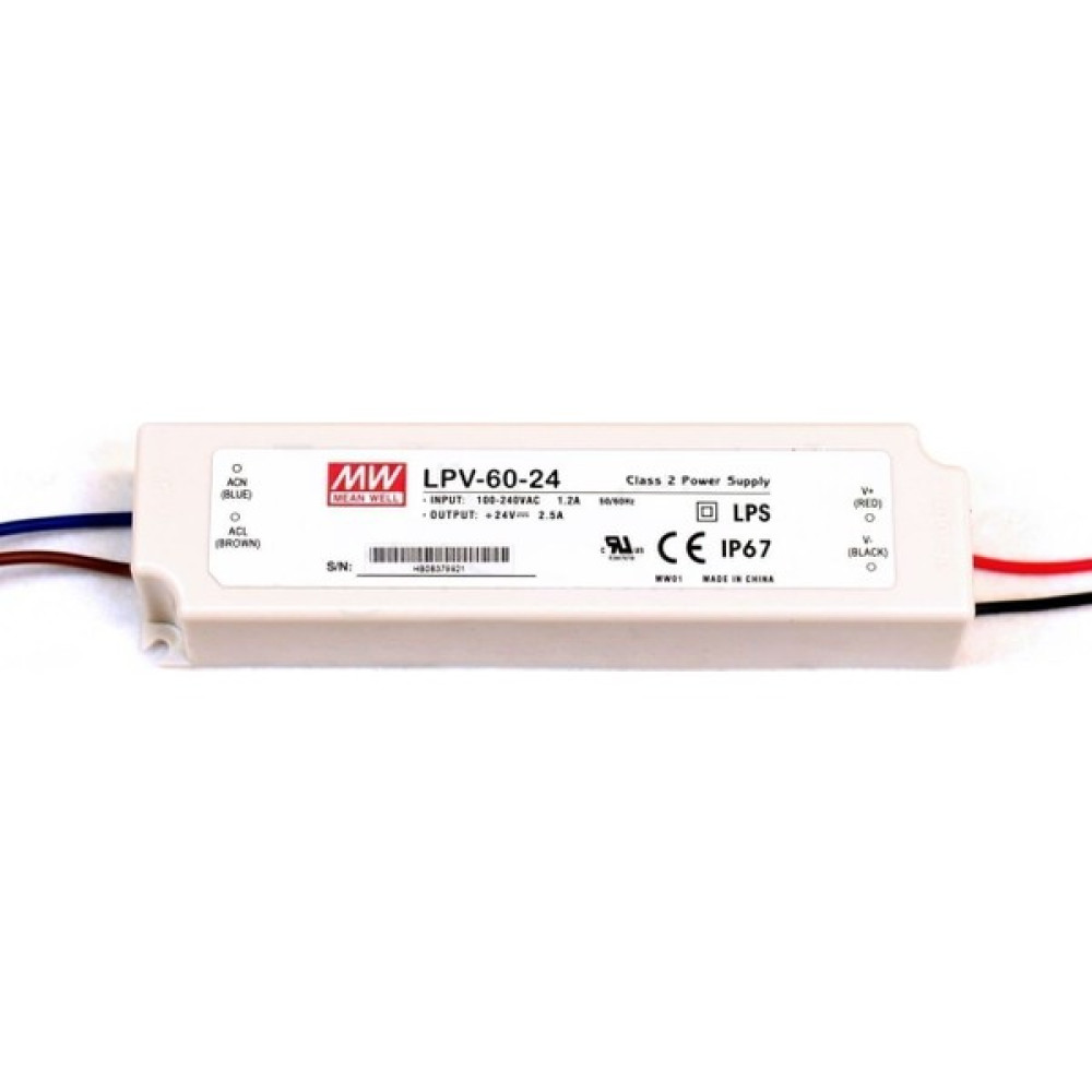 MEANWELL Lpv-60-24 24VDC 2.5AMP IP67 Meanwell Güç Kaynağı Power Supply Fiyatı