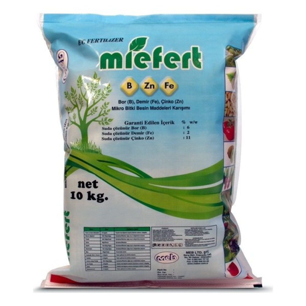 Meb Miefert Sebze ve Meyvelerde Verim Için Bor Demir Çinko Gübresi 10 kg Gübre Fiyatı
