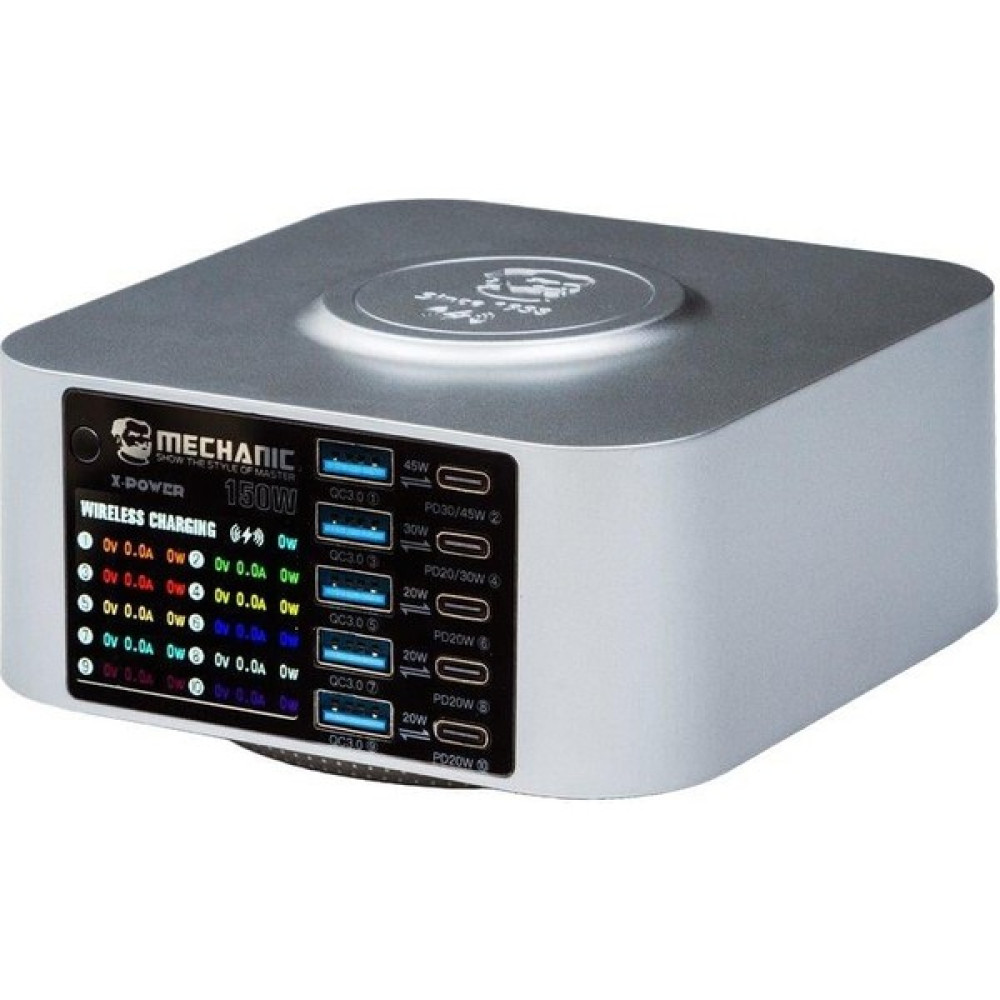 Mechanic X-Power Çok Portlu Dijital Ekranlı Kablosuz Şarjlı 150W USB Hızlı Şarj Istasyonu Piller & Şarj Cihazları Fiyatı
