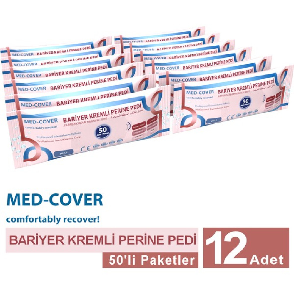 Med-Cover Bariyer Kremli Perine Pedi 50'li - 12 Adet Hasta Bezleri ve Temizliği Fiyatı