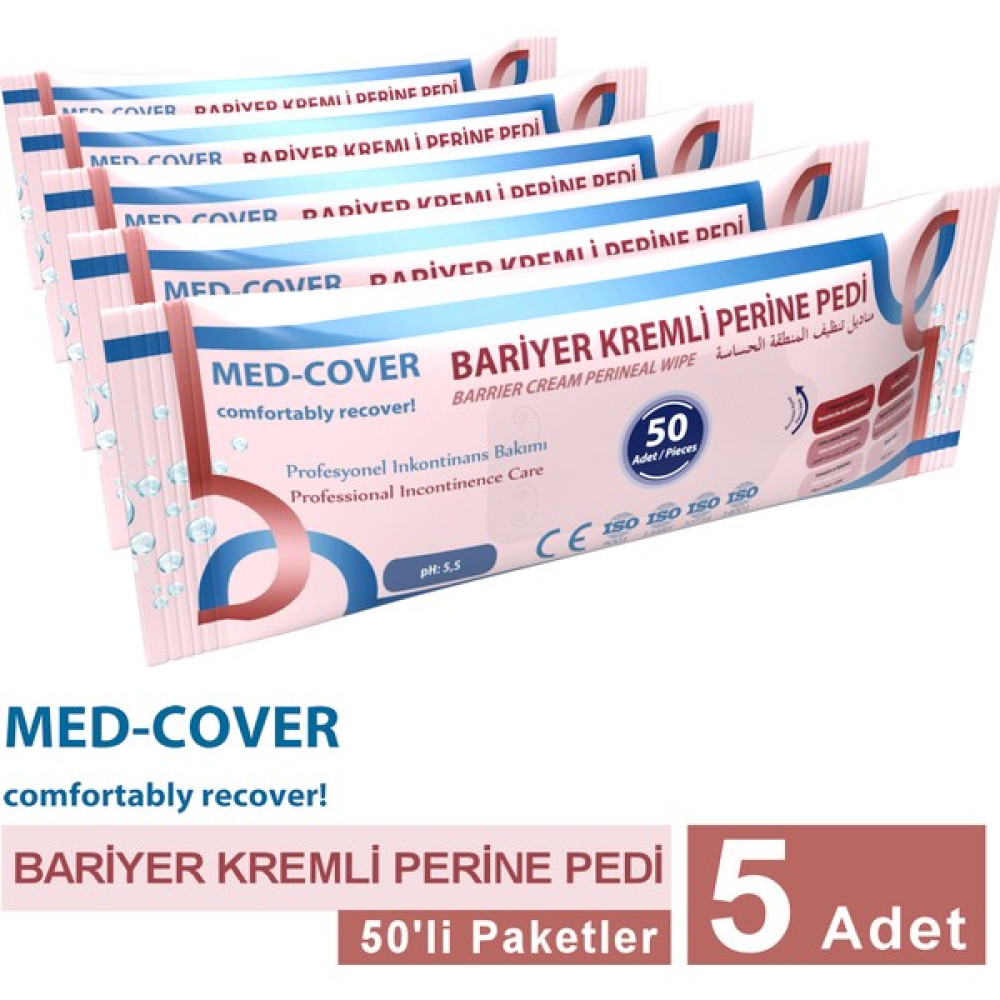 Med-Cover Bariyer Kremli Perine Pedi 50'li - 5 Adet Hasta Bezleri ve Temizliği Fiyatı