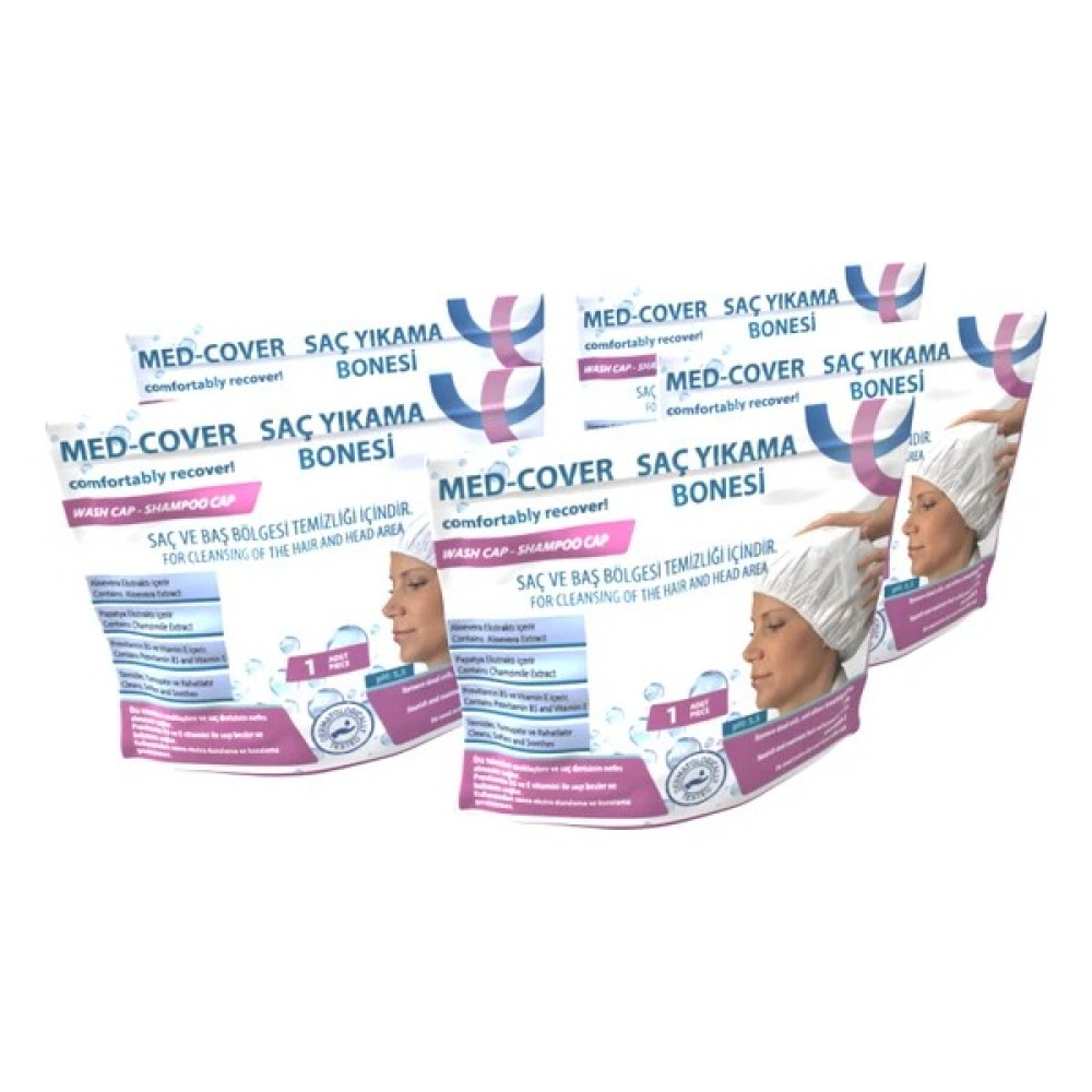 Med-Cover Saç Yıkama Bonesi 5 Adet - (TieDye) Pink - Blue - Orta Boy Hasta Bezleri ve Temizliği Fiyatı
