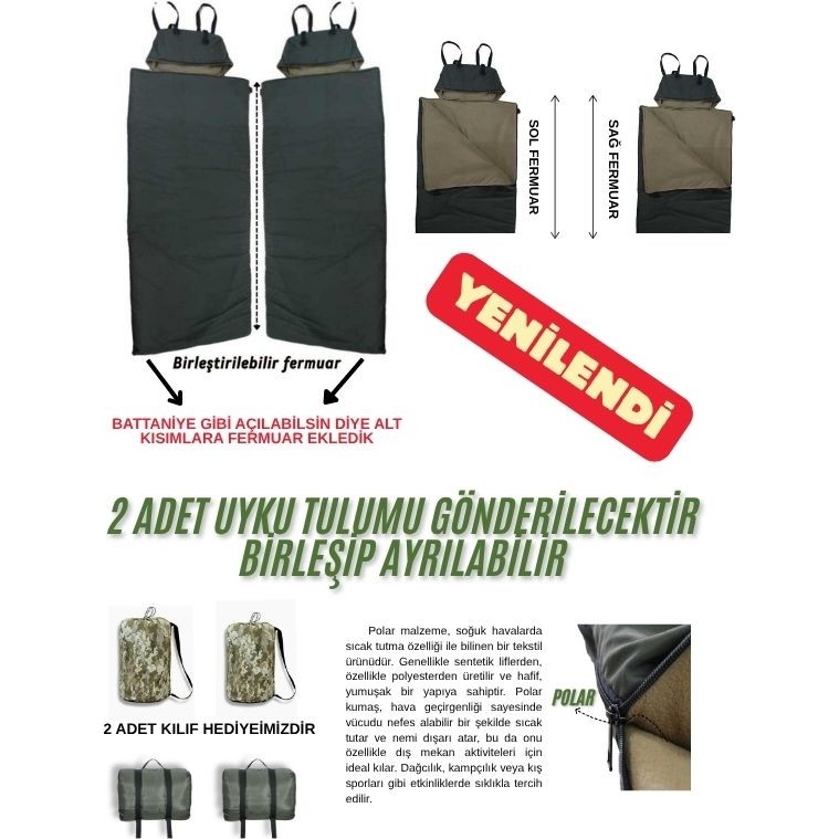 Med Online Çift Kişilik 2'Li Birleşebilir Haki Uyku Tulumu (-25 °c) Su Geçirmez Membranlı Kamp (2.15×1.50 M) Giyim & İç Giyim Fiyatı