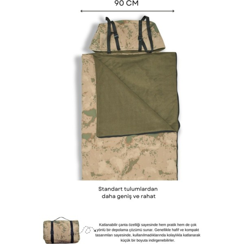 Med Online Geniş Kamuflaj Uyku Tulumu(-25 ) Su GEÇIRMEZ(220×95 Cm) 220 gr ELYAF/180 gr Polar Kamp&deprem Uyku Tulumu Fiyatı