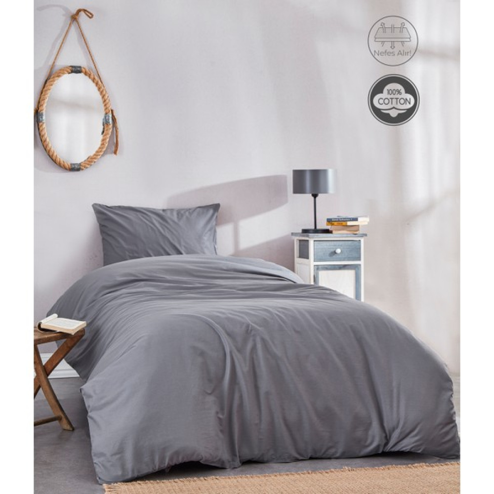 Medaillon Home Gri Pamuklu Tek Kişilik Nevresim Takımı - 160 x 220 cm Nevresim Takımı Fiyatı