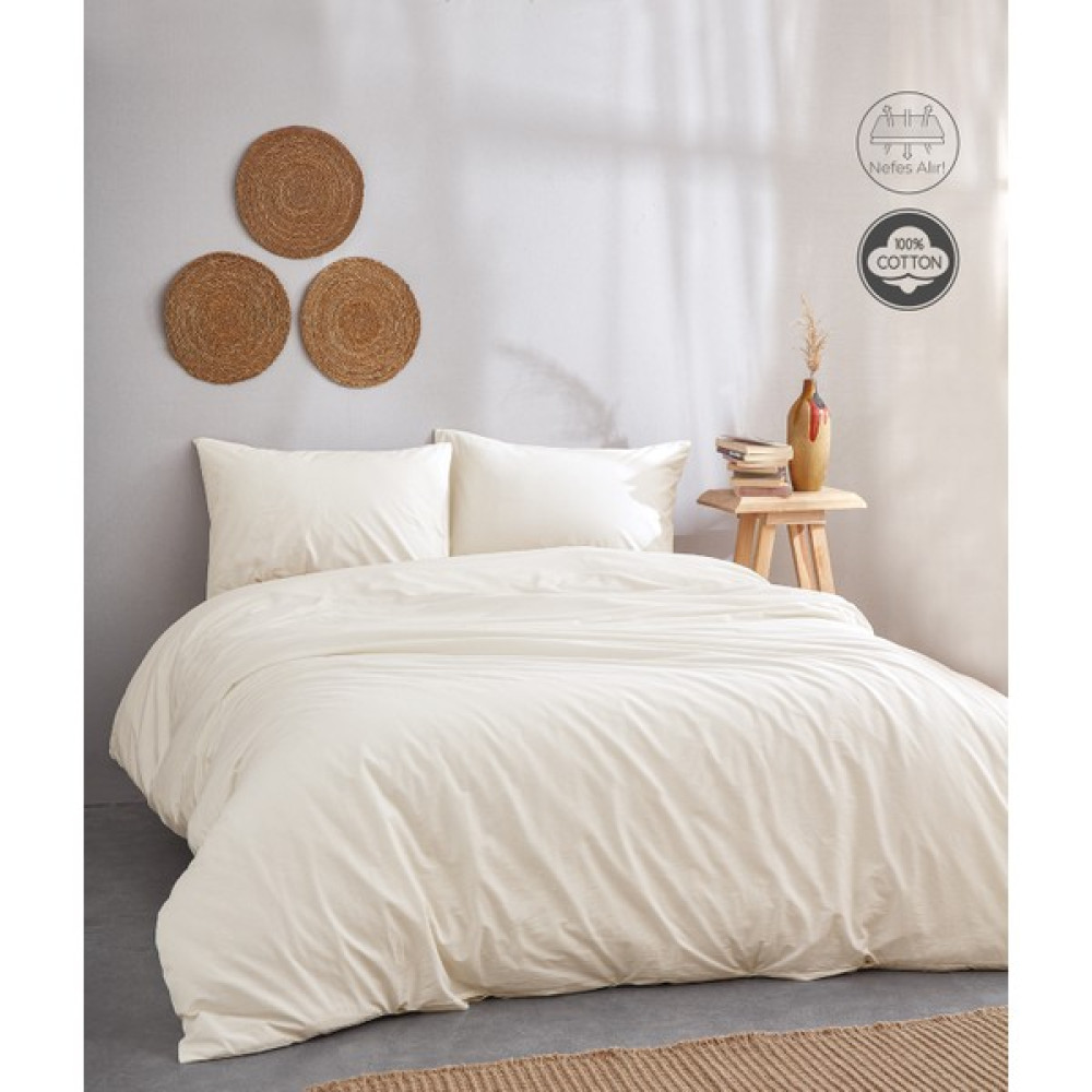 Medaillon Home Krem Pamuklu Çift Kişilik Nevresim Takımı - 200 x 220 cm Nevresim Takımı Fiyatı