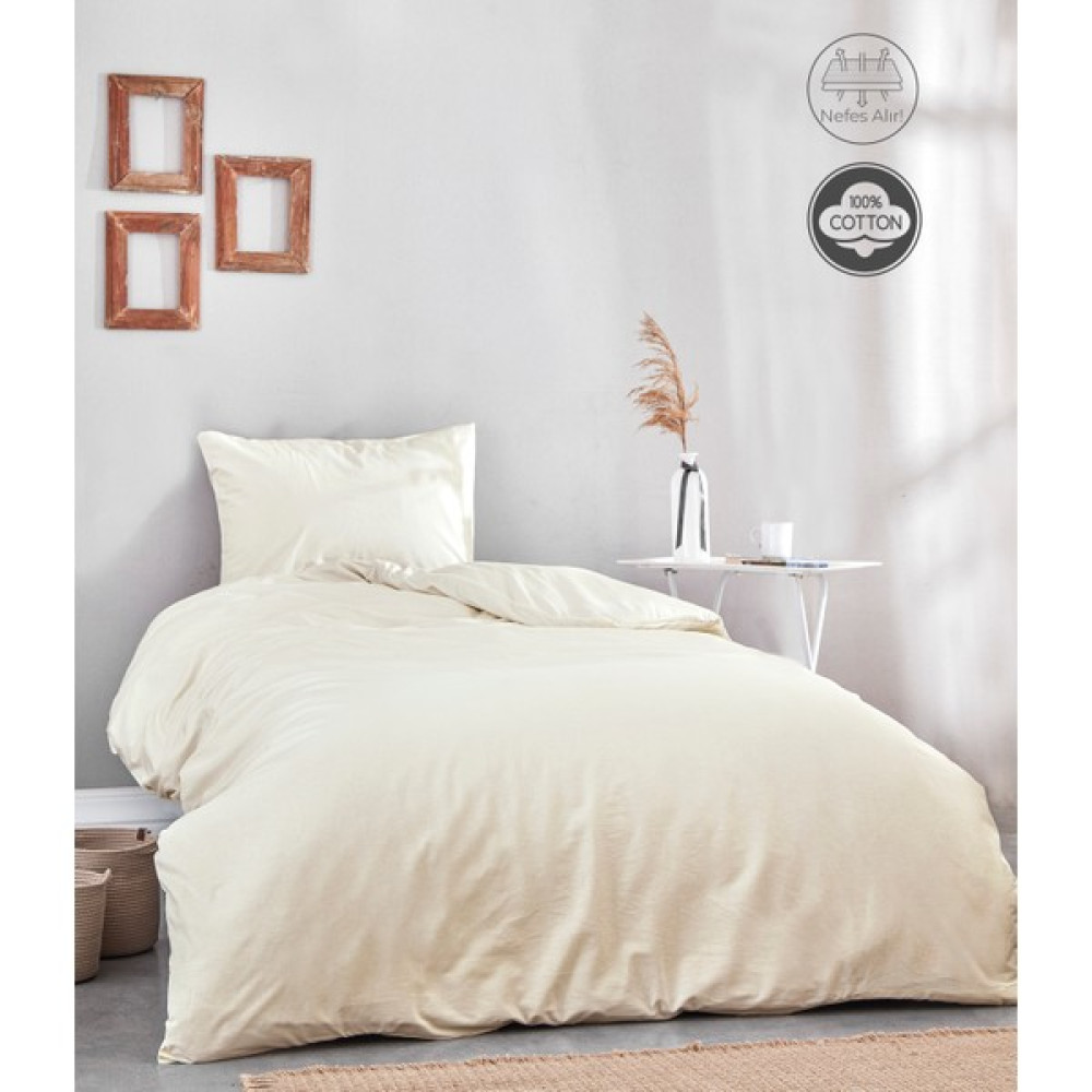 Medaillon Home Krem Pamuklu Tek Kişilik Nevresim Takımı - 160 x 220 cm Nevresim Takımı Fiyatı