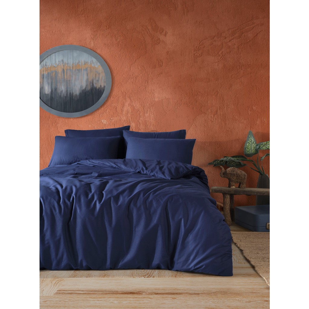 Medaillon Home Lacivert %100 Pamuklu Lastikli Çarşaflı Çift Kişilik Nevresim Takımı - 200 x 220 cm Nevresim Takımı Fiyatı