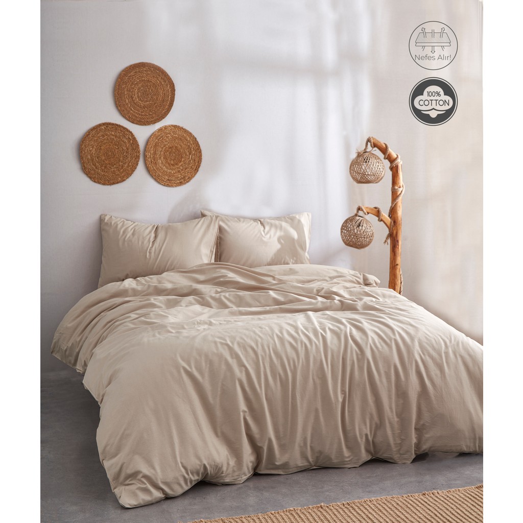 Medaillon Home Soft Kahverengi Pamuklu Çift Kişilik Nevresim Takımı - Açık Kahverengi - 200 x 220 cm Nevresim Takımı Fiyatı