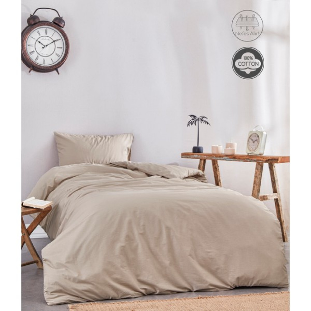 Medaillon Home Soft Kahverengi Pamuklu Tek Kişilik Nevresim Takımı - Açık Kahverengi - 160 x 220 cm Nevresim Takımı Fiyatı