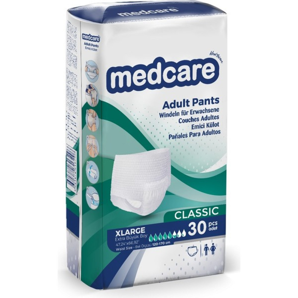 Medcare Emici Külot Xlarge ( Ekstra Büyük Boy ) 30 Adet - XL - Beyaz Hasta Bezleri ve Temizliği Fiyatı