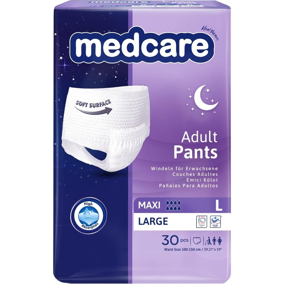 Medcare Maxi Emici Külot - Yetişkin Hasta Bezi - Large Beden - 8 Damla - 30’lu Paket Hasta Bezleri ve Temizliği Fiyatı