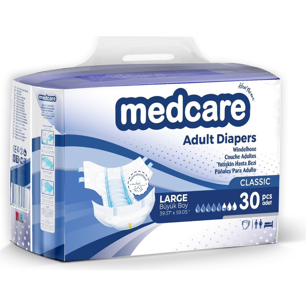 Medcare Yetişkin Hasta Bezi Large Classic (Büyük Boy) 30 Adet - Beyaz Hasta Bezleri ve Temizliği Fiyatı
