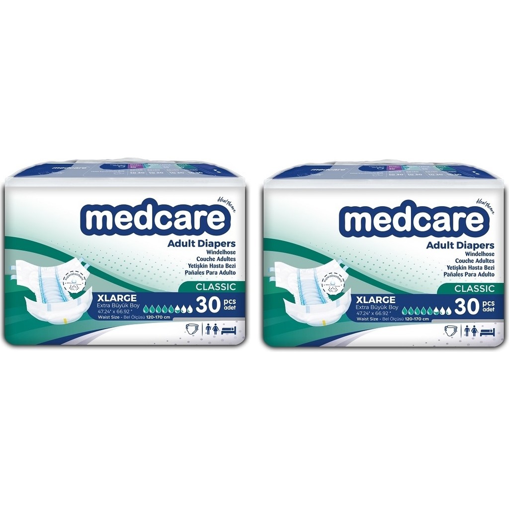Medcare Yetişkin Hasta Bezi Xlarge Classic (En Büyük Boy) 60 Adet - Beyaz Hasta Bezleri ve Temizliği Fiyatı