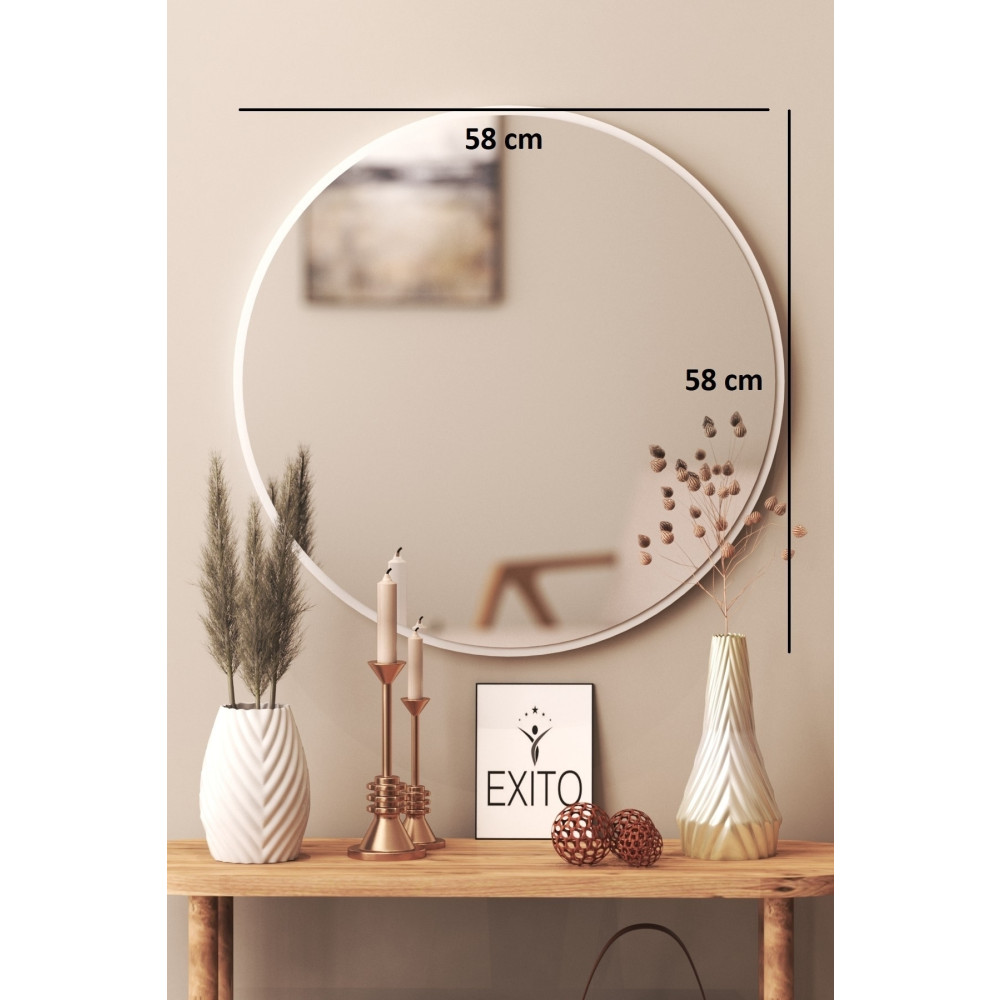 meDDex Dekoratif Yuvarlak Ayna Beyaz 60 Cm Antre Hol Wc beyaz 60 cm Ayna Fiyatı