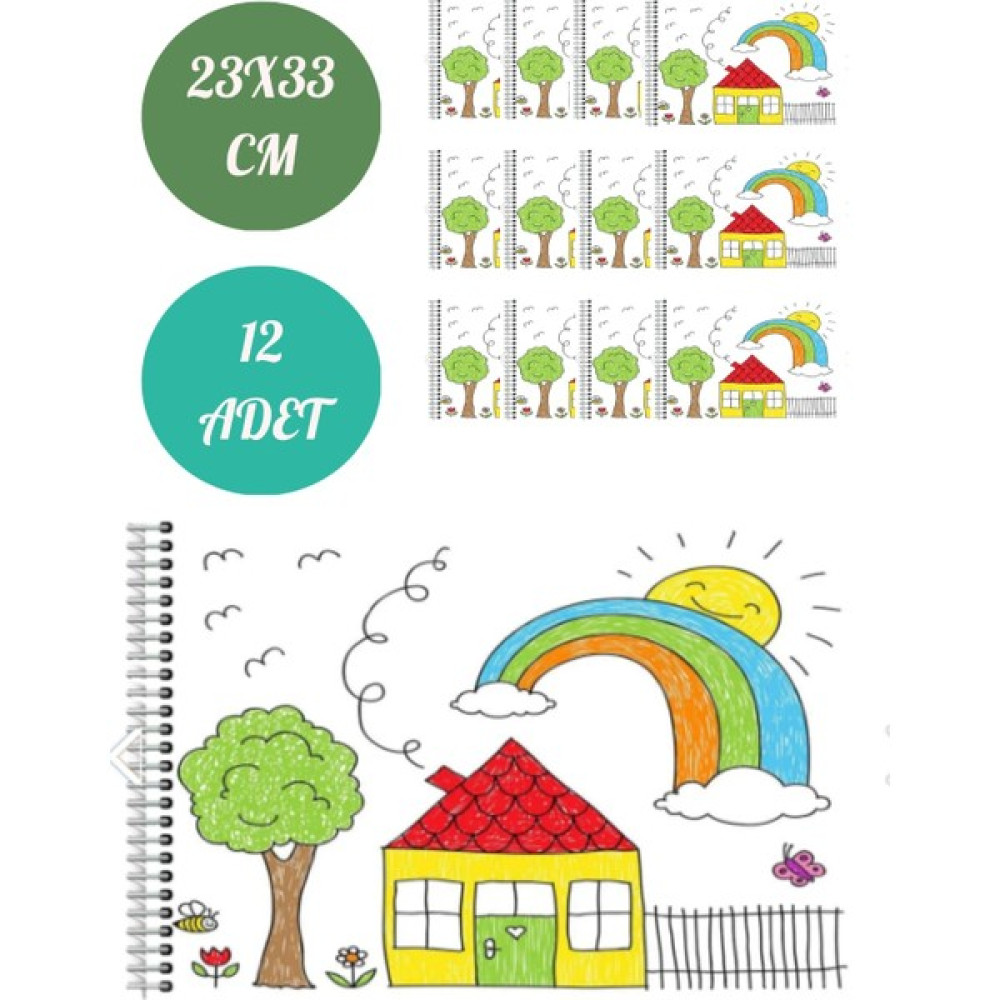 Mediart 25X35 Resim Defteri, 12 Adet, Yüksek Kalite Büyük Boy 25*35 Resim Defteri, Print Konsept 25*35 Karton Kapak Baskılı Resim Defteri Resim Defteri Fiyatı